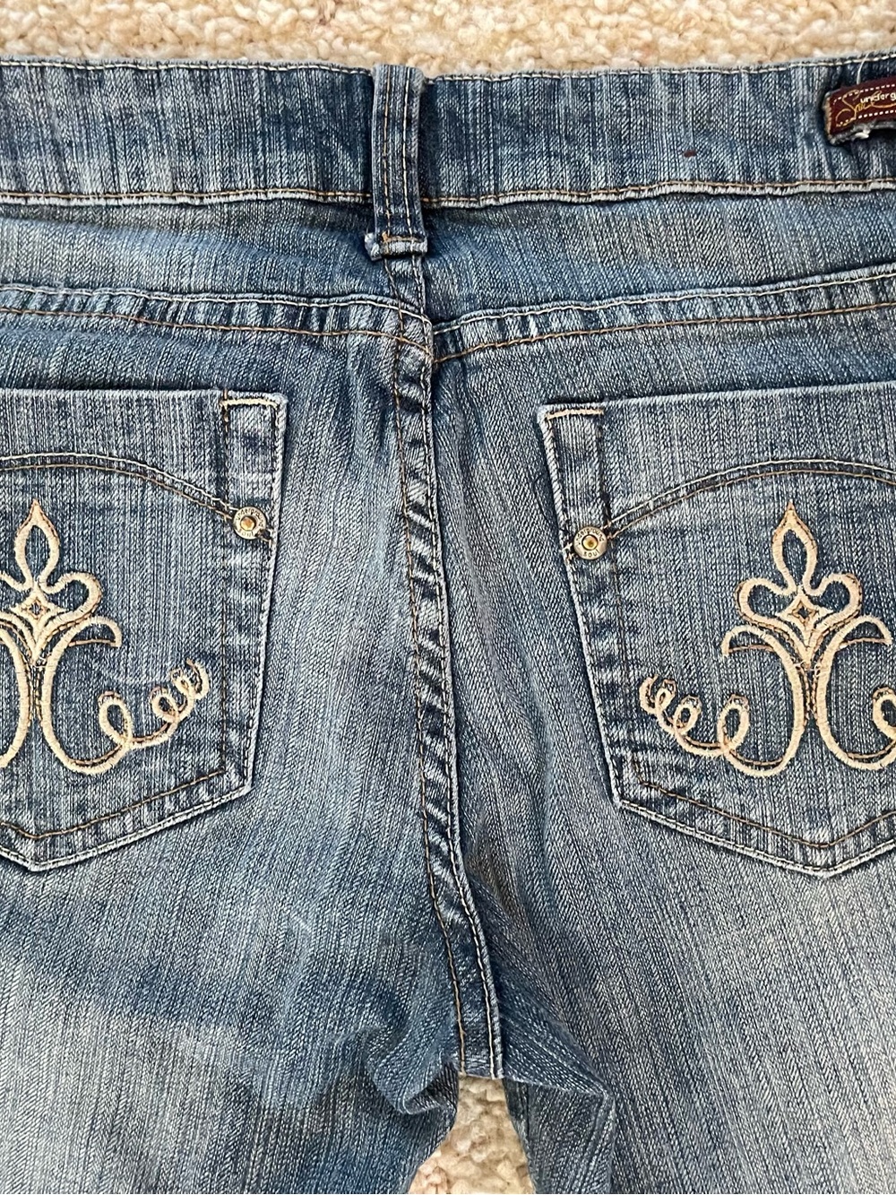 Soul Underground Jeans Womens Sz 9 Bootcut Embroidered Pockets Stretch Denim EUC